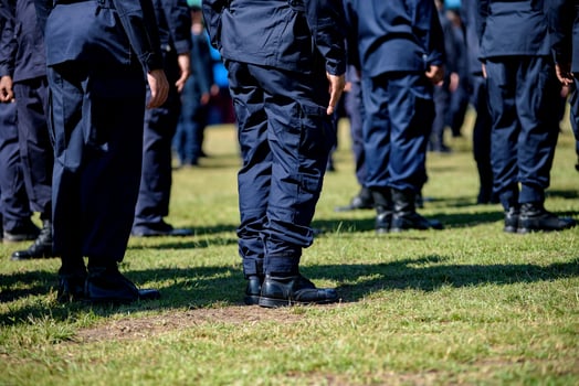 Riot police control the crowd.. photo