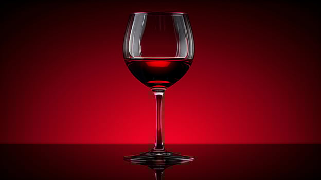 Elegant red wine in a transparent glass with a red background. Perfect for themes of celebration, luxury dining, and romantic evenings. photo