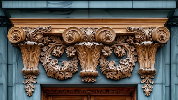 A closeup of a door frame with decorative details adding a touch of character and charm to an otherwise plain and functional element photo