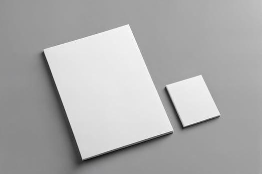 Blank books, magazines mockup on gray background photo