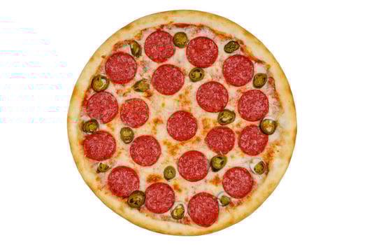 fresh italian classic original pepperoni pizza isolated on white background photo