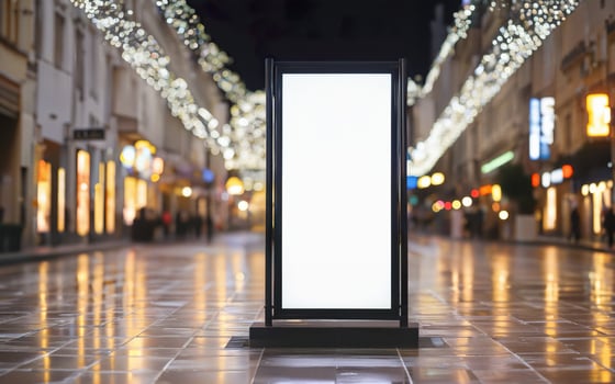 mockup of blank street billboard, banner, poster, bokeh background photo
