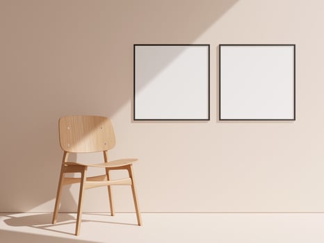 Thin frame mockup for art and quotes hanging on the wall. photo