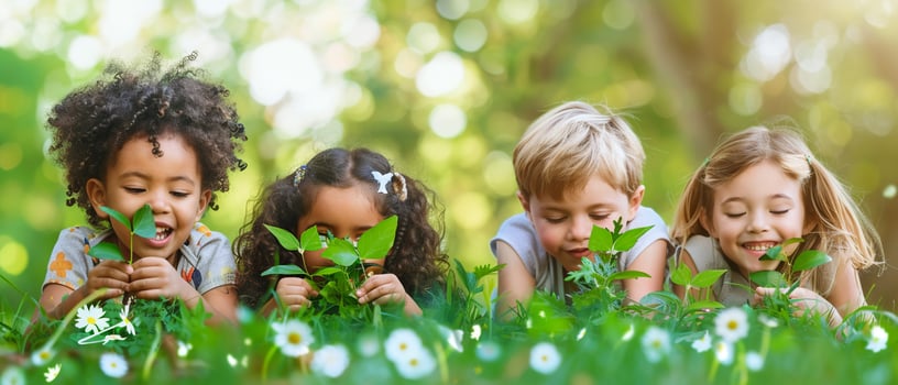Children learning about sustainability and environmental issues. photo