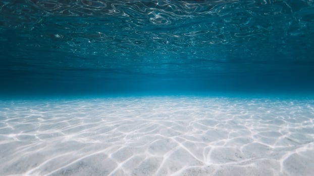 Tropical ocean with white sand underwater in Hawaiian island. Panoramic ocean background photo