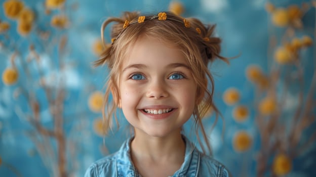 Little Girl With Blue Eyes and Blue Shirt photo