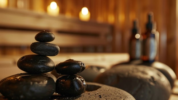Carefully selected essential oils are sprinkled onto the hot stones filling the sauna with a soothing and invigorating scent. photo