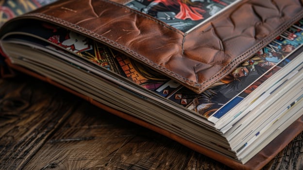 A luxurious leatherbound album filled with handpainted covers of an artists limited edition comic book series photo