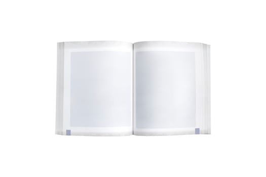 White book with blank paper page on white background , copy space photo