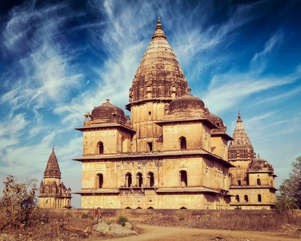 Royal cenotaphs of Orchha, India photo