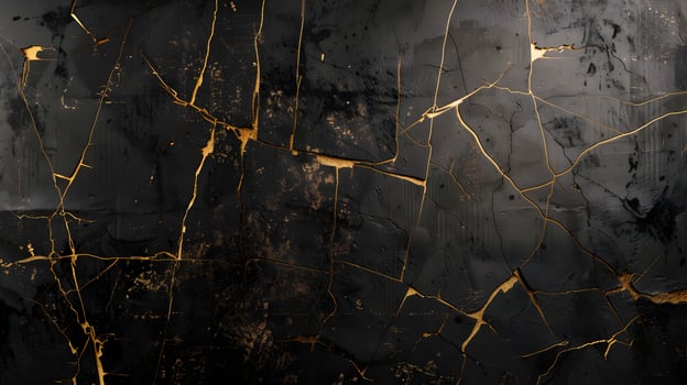 luxury black and gold wall cracked surface marble texture background photo