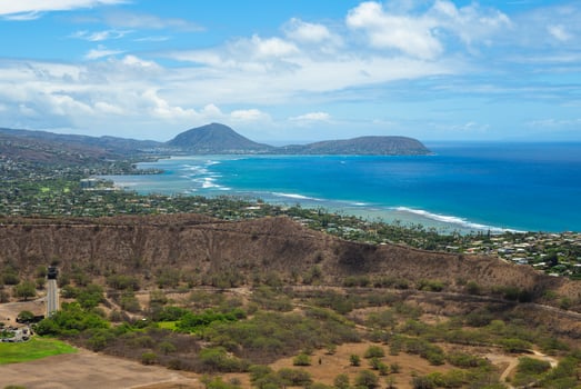view over Diamond head mountain in Oahu island, Hawaii, United states photo