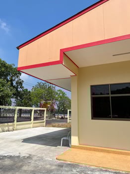 exterior of modern house at rural street photo