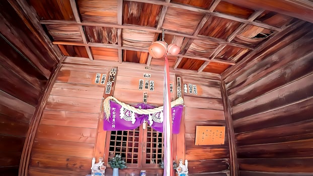Inside the wooden shrine building of Kurofune Inari Shrine photo