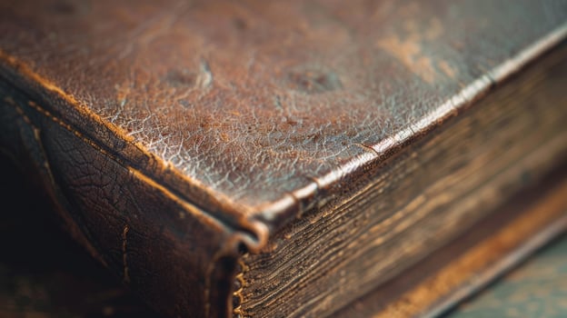 A leatherbound book its smooth cover a result of skilled binding techniques a cherished keepsake for its owner photo