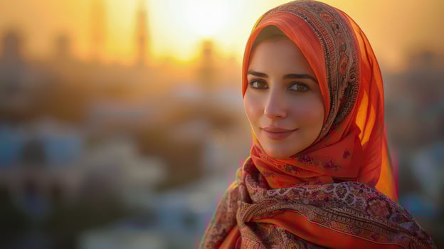 Woman Wearing Headscarf and Scarf photo