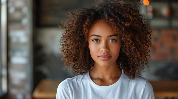 Close Up of Person With Curly Hair photo