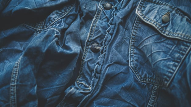 Textured Denim Details. Close-up View of Blue Jeans Fabric photo