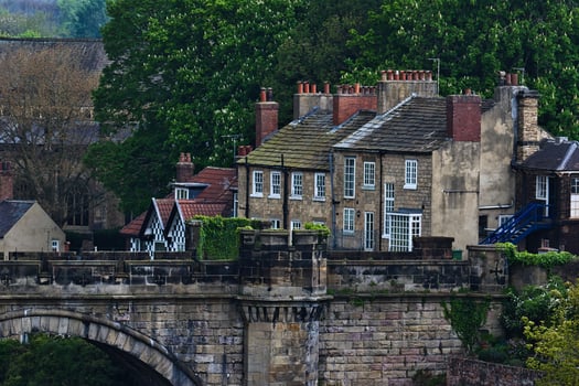 Charming Town Bridge with Old Houses in Knaresborough, North Yorkshire photo