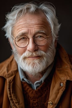 Older Man With White Hair and Glasses photo