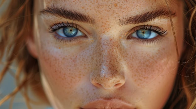 Woman With Freckled Hair and Blue Eyes photo