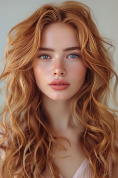 Woman With Long Hair and Blue Eyes photo