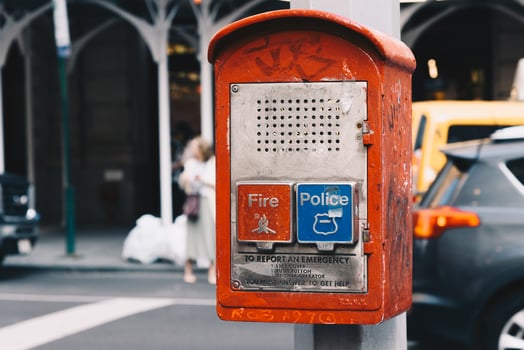 Fire Police emergency button in New York downtown photo