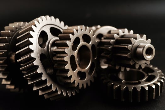 Metal gear wheel engine car and bike, mechanic industry concept. photo