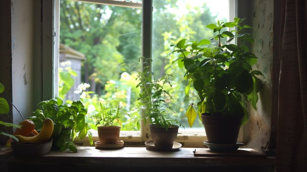 Highlight Plant Stand Amid Lush Greenery with Natural Light and Soft Shadows. . photo