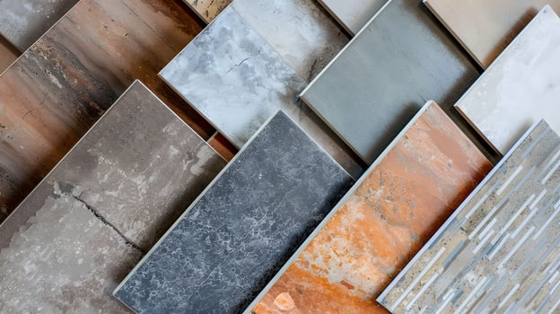 Different colored tiles up close photo