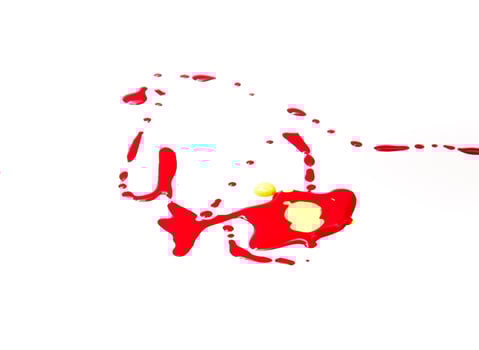 Red and white spots on a white background photo