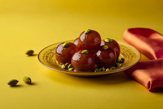 Sweet Food Gulab Jamun on a plate photo