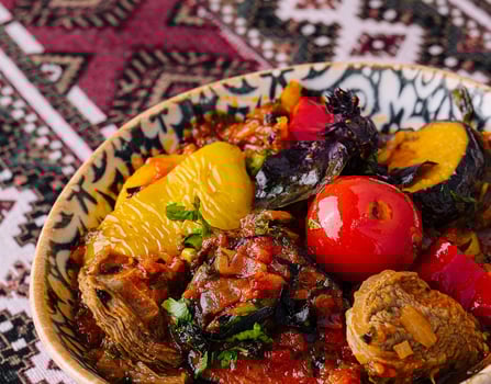 Traditional uzbek stewed vegetables dish photo