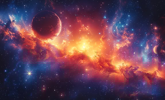 Planets stars and galaxies in outer space showing the beauty of space exploration. photo