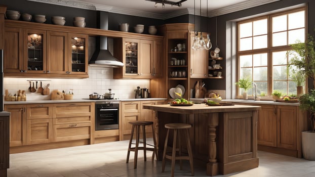 a kitchen with white cabinets and wooden floors photo
