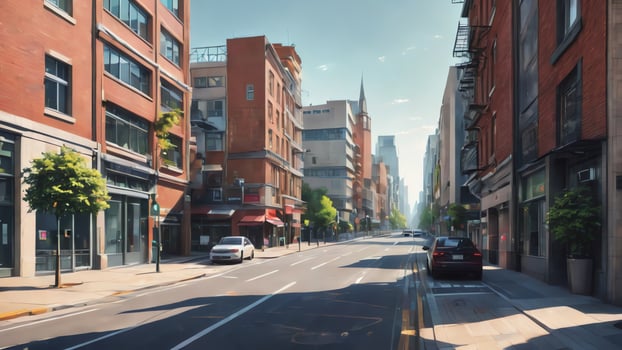a city street with cars and buildings in the background photo