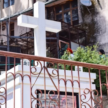 Church Christ located at Mall Road in Kasauli, Himachal Pradesh India, Beautiful view of Catholic Church in Kasauli during early morning time photo