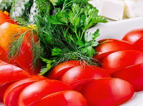 fresh chopped vegetables on a plate photo