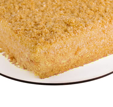 Napoleon Cake on a white plate top view photo
