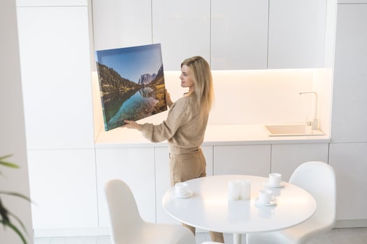 Gallery wrapped canvas photo prints stretched onto frame.