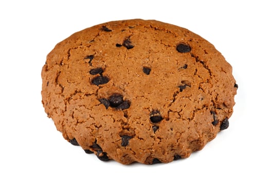 Oatmeal cookies with chocolate pieces on white isolate photo