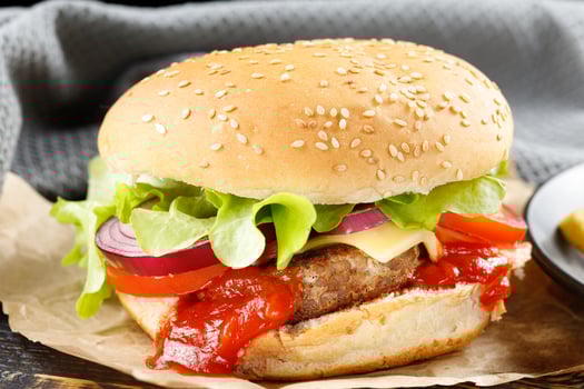 Nice burger homemade cheeseburger close-up. fresh tasty burger photo
