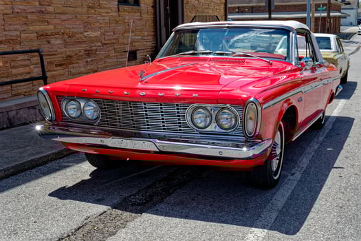 Crossville, Tennessee USA - April 22, 2023 1963 Plymouth sport fury convertible on display at a car show photo
