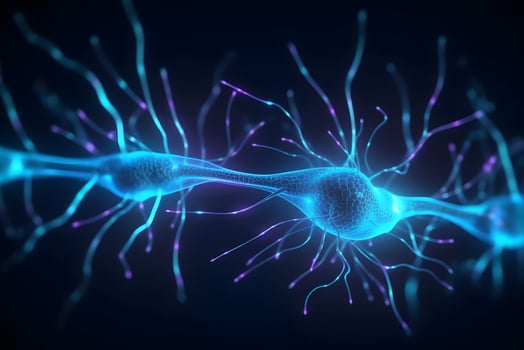 Digital illustration of brain neurons. Neural network photo
