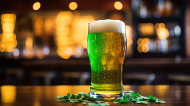 glass of green beer, st patricks day concept. Neural network photo
