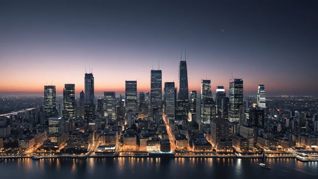 the city urban landscape night time city lights, skyscrapers photo