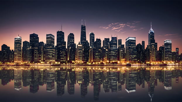 the city urban landscape night time city lights, skyscrapers photo
