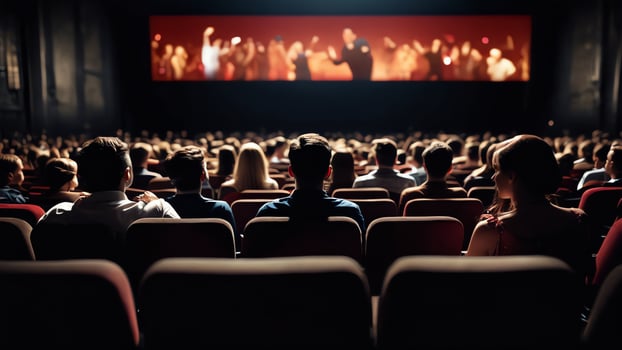 people sitting in a theater watching a movie photo