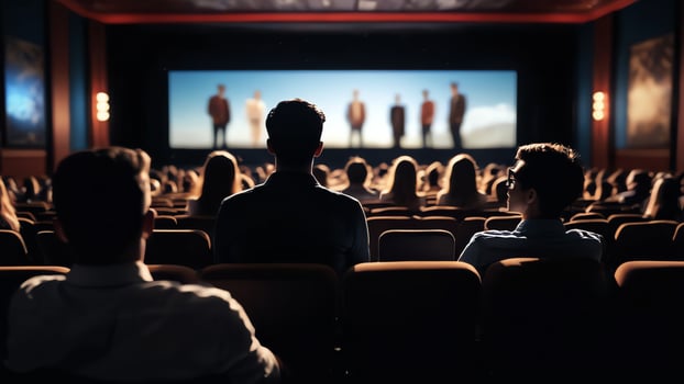 people sitting in a theater watching a movie photo