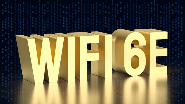 The gold Wi Fi 6E for technology concept 3d rendering. photo